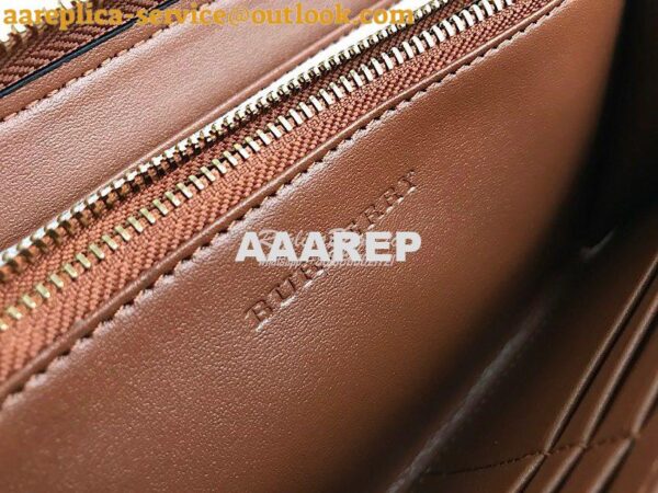 Replica Burberry Leather Trim Haymarket Zip Around Wallet 887038 Brown 6