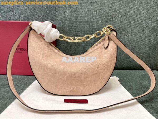 Replica Valentino Small Vlogo Moon Hobo Bag In Grainy Calfskin With Ch