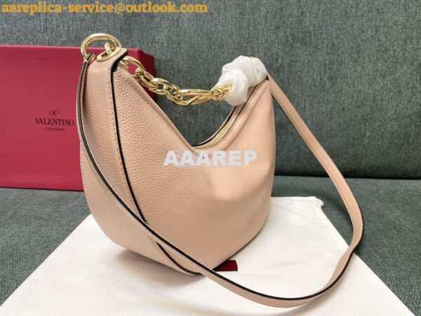 Replica Valentino Small Vlogo Moon Hobo Bag In Grainy Calfskin With Ch 2