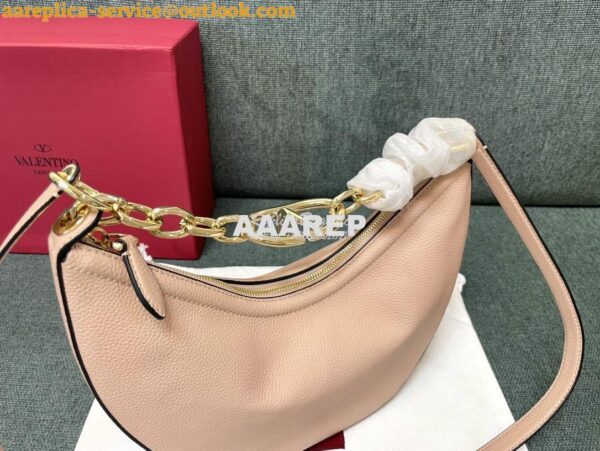 Replica Valentino Small Vlogo Moon Hobo Bag In Grainy Calfskin With Ch 4