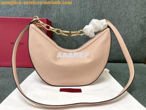 Replica Valentino Small Vlogo Moon Hobo Bag In Grainy Calfskin With Ch 6