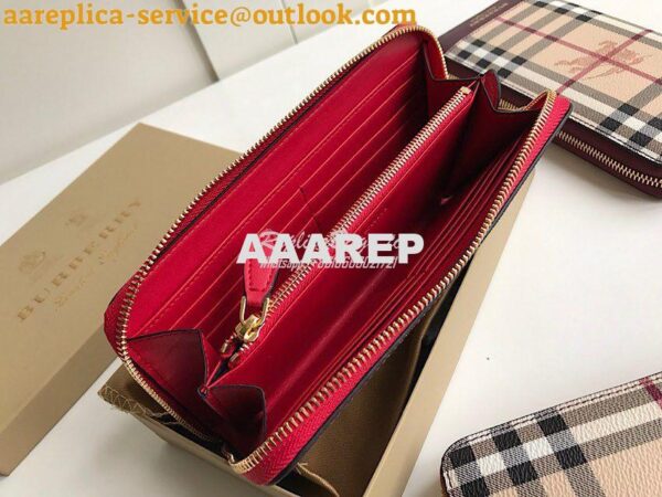 Replica Burberry Leather Trim Haymarket Zip Around Wallet 887038 Red 5