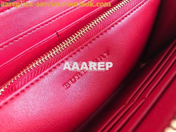 Replica Burberry Leather Trim Haymarket Zip Around Wallet 887038 Red 6