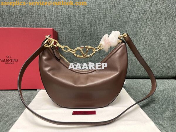 Replica Valentino Small Vlogo Moon Hobo Bag In Nappa Calfskin With Cha 2