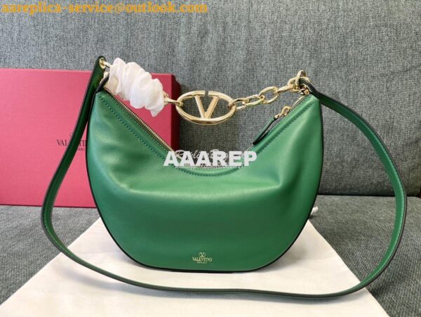 Replica Valentino Small Vlogo Moon Hobo Bag In Nappa Calfskin With Cha