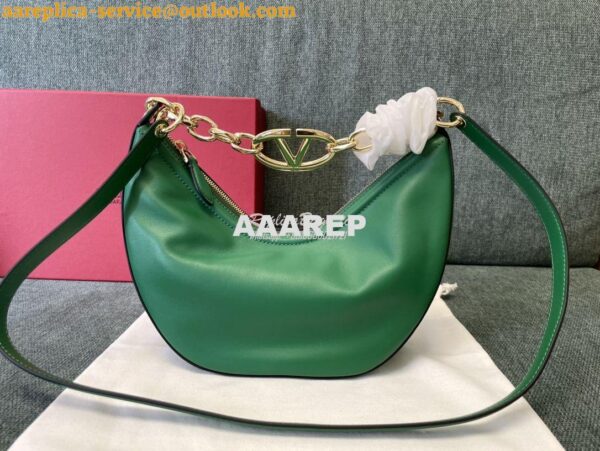 Replica Valentino Small Vlogo Moon Hobo Bag In Nappa Calfskin With Cha 3