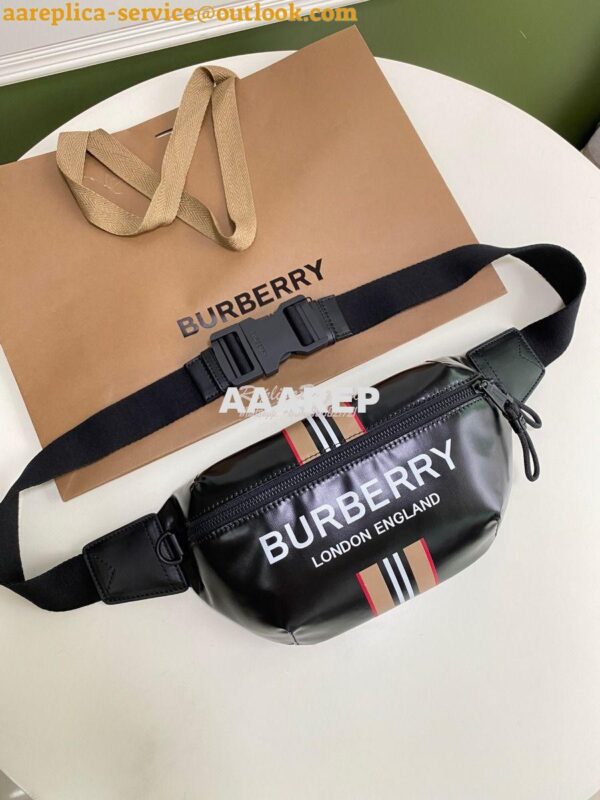 Replica Burberry Logo and Icon Stripe Print Sonny Bum Bag 80300181 Bla 3