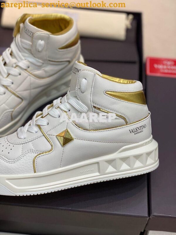 Replica Valentino One Stud Mid-Top Nappa Sneaker WY2S0E63 Men Female G 7