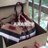 Replica Burberry Medium Canvas Check and Leather Bucket Bag in wine re