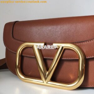 Replica Valentino Supervee Crossbody Calfskin Bag VW2B0G09 Brown 2