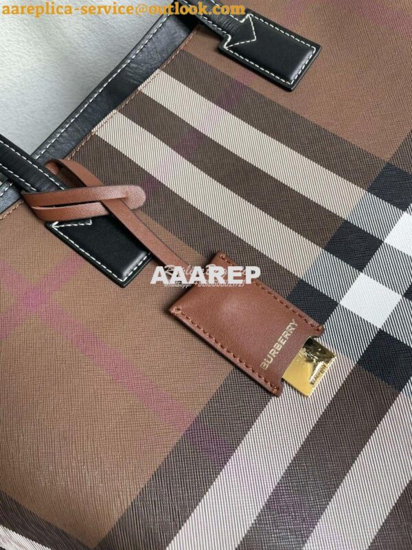 Replica Burberry Medium Check Tote Dark Birch Brown 80696591 3