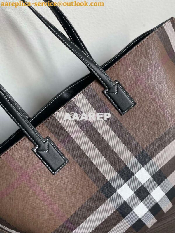 Replica Burberry Medium Check Tote Dark Birch Brown 80696591 4