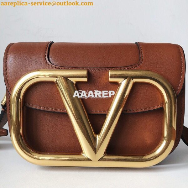 Replica Valentino Supervee Crossbody Calfskin Bag VW2B0G09 Brown 8