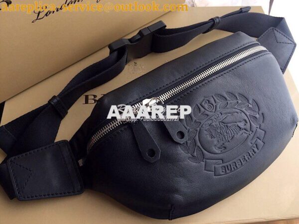 Replica Burberry Medium Embossed Crest Leather Bum Bag 3