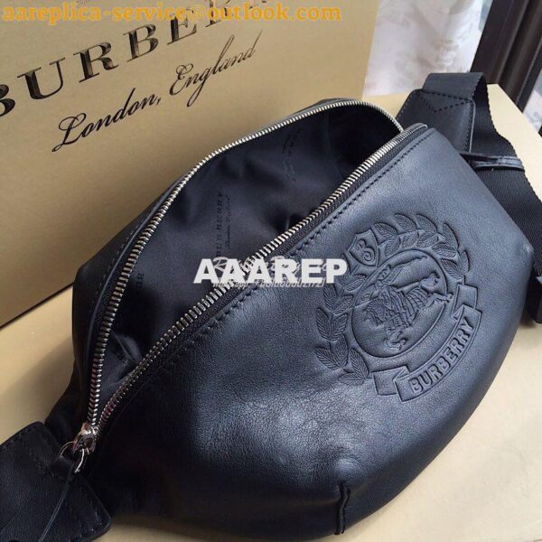 Replica Burberry Medium Embossed Crest Leather Bum Bag 6