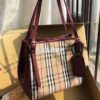 Replica Burberry Small Canter in Horseferry Check Tote Bag with Leathe 2