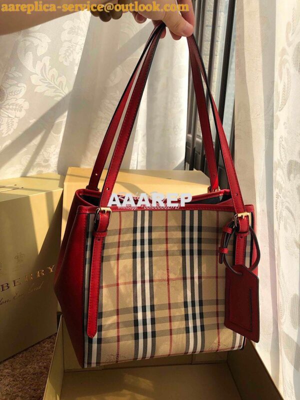 Replica Burberry Small Canter in Horseferry Check Tote Bag with Leathe