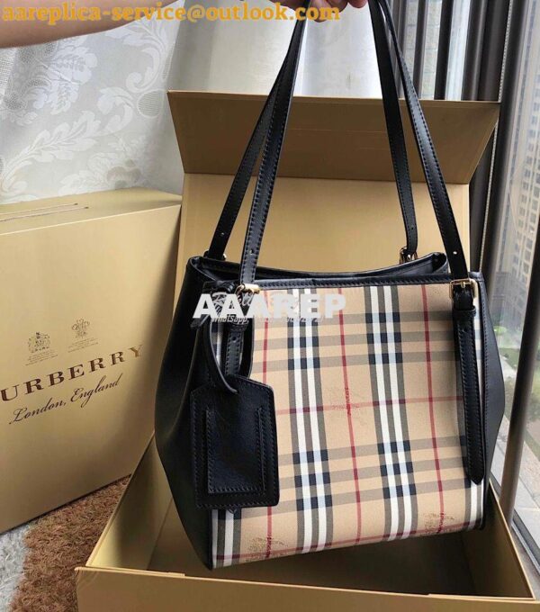 Replica Burberry Small Canter in Horseferry Check Tote Bag with Leathe