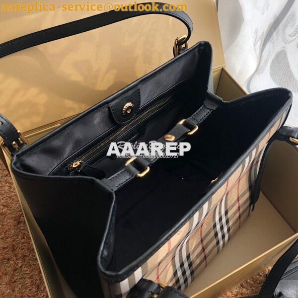 Replica Burberry Small Canter in Horseferry Check Tote Bag with Leathe 5