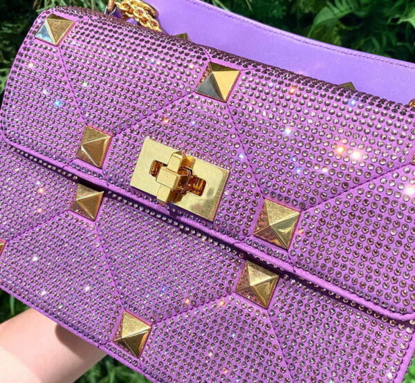 Replica Valentino V0082 Vsling Mini Bag With Sparkling Embroidery Purple