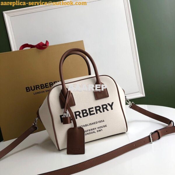 Replica Burberry Small Horseferry Print Canvas Cube Bag 3