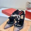 Replica Valentino Rockstud Lace Ankle Strap Pump 85mm Nude 2