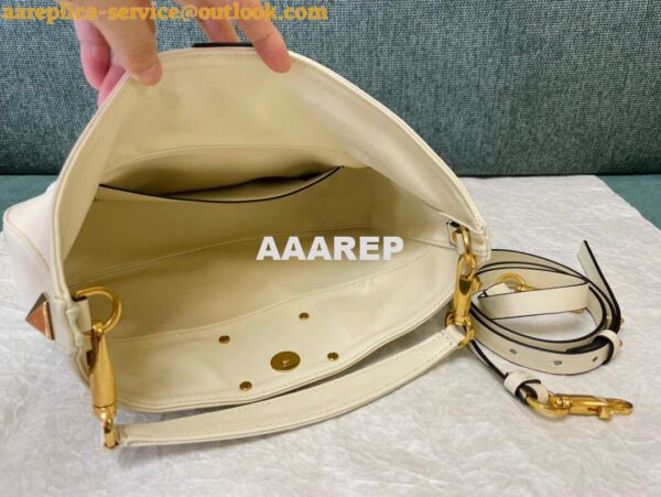 Replica Valentino V0570 Stud Sign Grainy Calfskin Hobo Bag Light Ivory 3