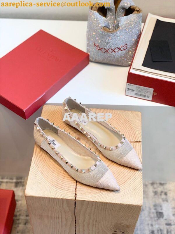 Replica Valentino Rockstud Lace Ballet Flat Nude 3