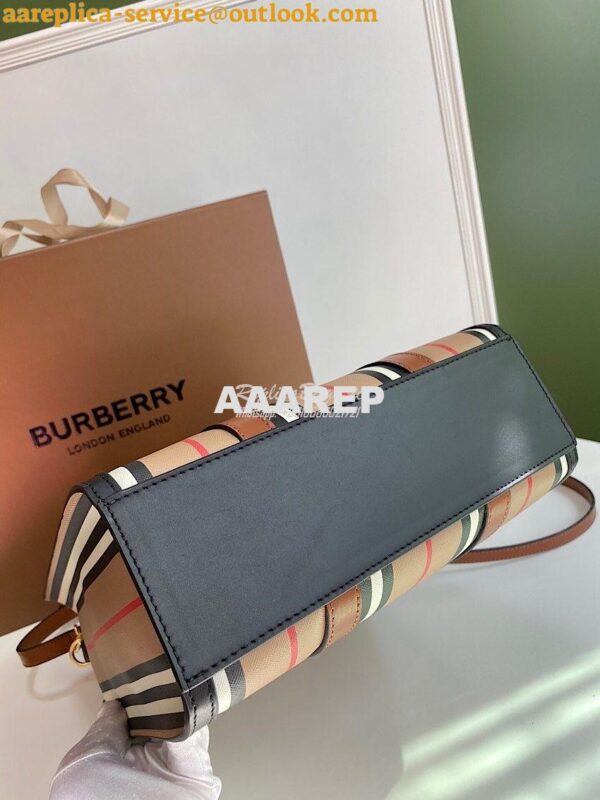 Replica Burberry Small Icon Stripe E-canvas Portrait Tote Bag 9