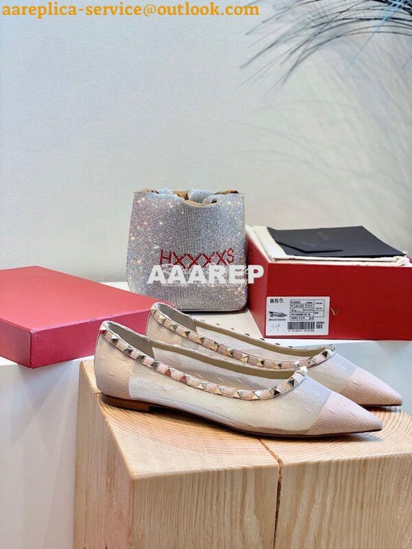 Replica Valentino Rockstud Lace Ballet Flat Nude 4