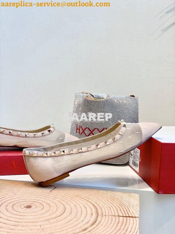 Replica Valentino Rockstud Lace Ballet Flat Nude 5