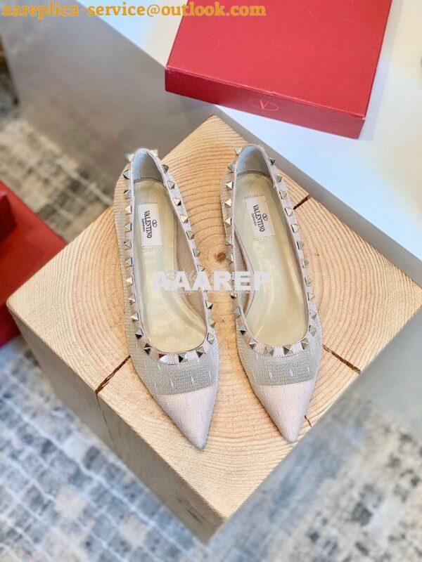 Replica Valentino Rockstud Lace Ballet Flat Nude 7
