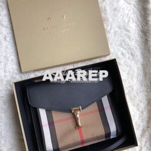 Replica Burberry Small Leather and House Check Crossbody Bag Black 2