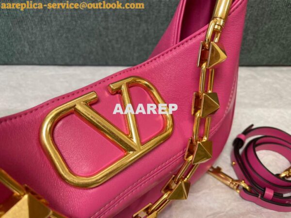 Replica Valentino V0570 Stud Sign Grainy Calfskin Hobo Bag Plum 2