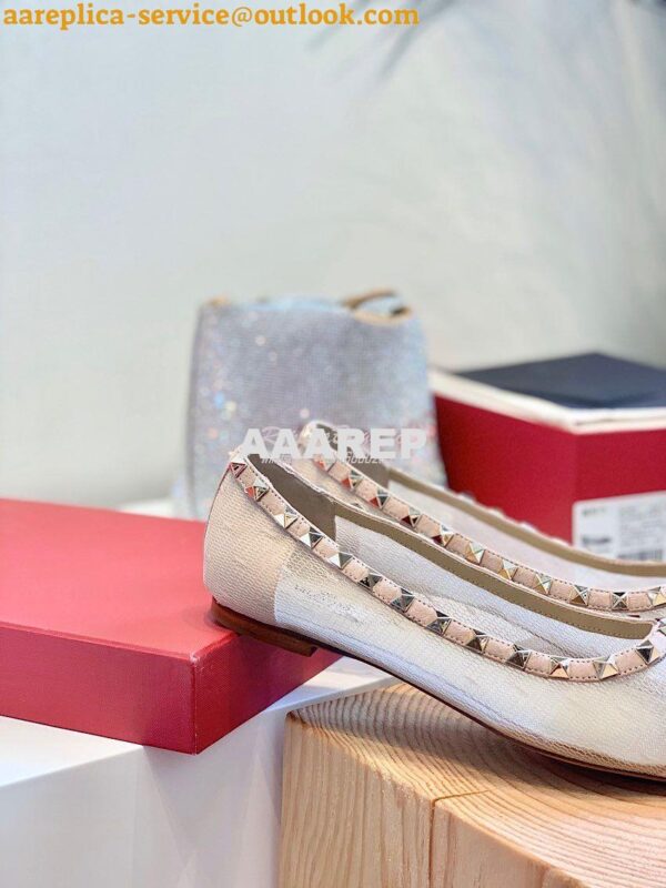 Replica Valentino Rockstud Lace Ballet Flat Nude 8
