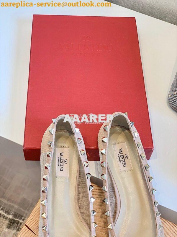 Replica Valentino Rockstud Lace Ballet Flat Nude 9
