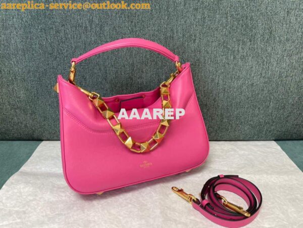 Replica Valentino V0570 Stud Sign Grainy Calfskin Hobo Bag Plum 5