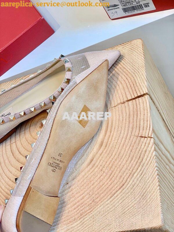 Replica Valentino Rockstud Lace Ballet Flat Nude 10
