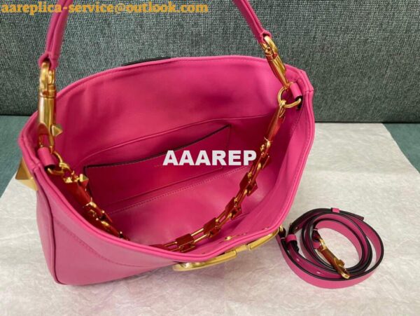 Replica Valentino V0570 Stud Sign Grainy Calfskin Hobo Bag Plum 6