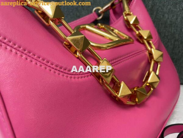 Replica Valentino V0570 Stud Sign Grainy Calfskin Hobo Bag Plum 8