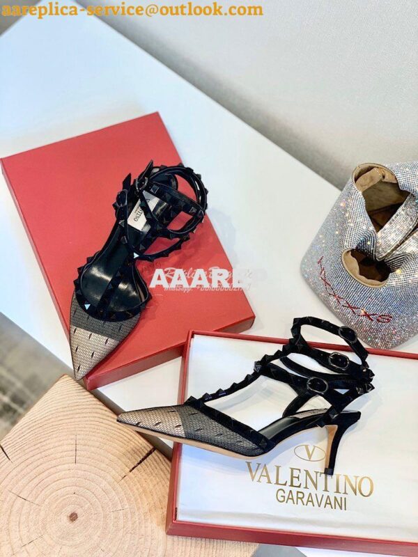 Replica Valentino Rockstud Lace Cage Pump 65mm Black 6