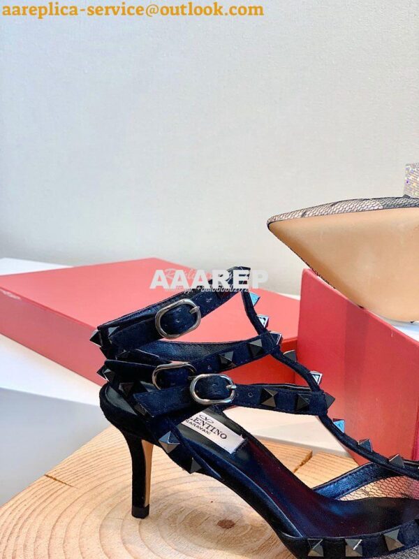 Replica Valentino Rockstud Lace Cage Pump 65mm Black 8