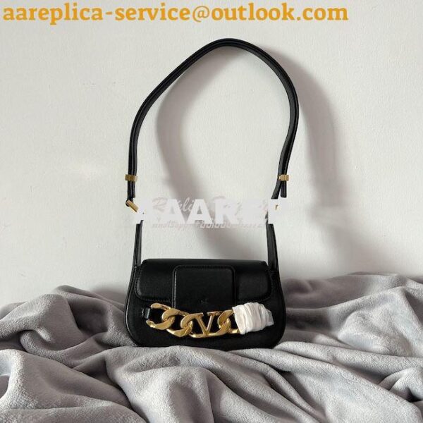 Replica Valentino VLogo Chain Calfskin Shoulder Bag 1W2B0K Black 3