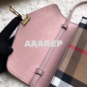 Replica Burberry Small Leather and House Check Crossbody Bag Pink 2