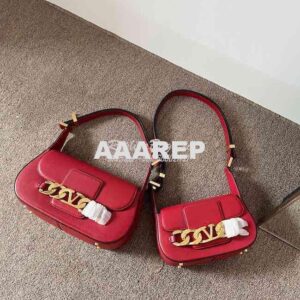 Replica Valentino VLogo Chain Calfskin Shoulder Bag 1W2B0K Red