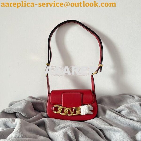Replica Valentino VLogo Chain Calfskin Shoulder Bag 1W2B0K Red 5