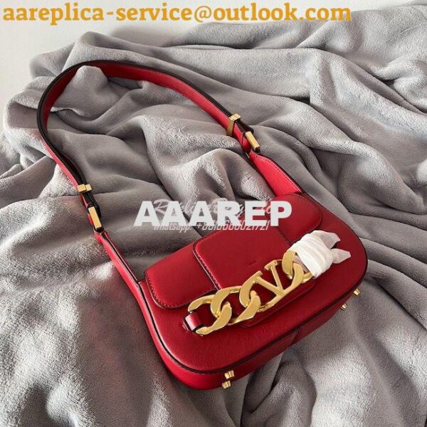 Replica Valentino VLogo Chain Calfskin Shoulder Bag 1W2B0K Red 6
