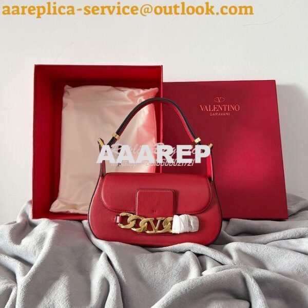 Replica Valentino VLogo Chain Calfskin Shoulder Bag 1W2B0K Red 11