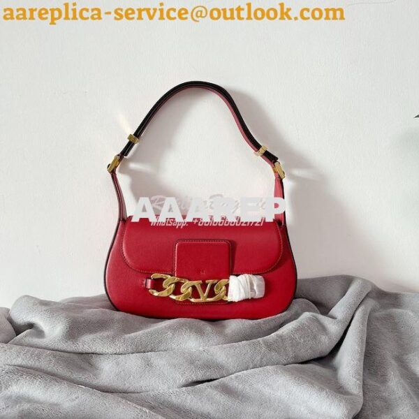 Replica Valentino VLogo Chain Calfskin Shoulder Bag 1W2B0K Red 12