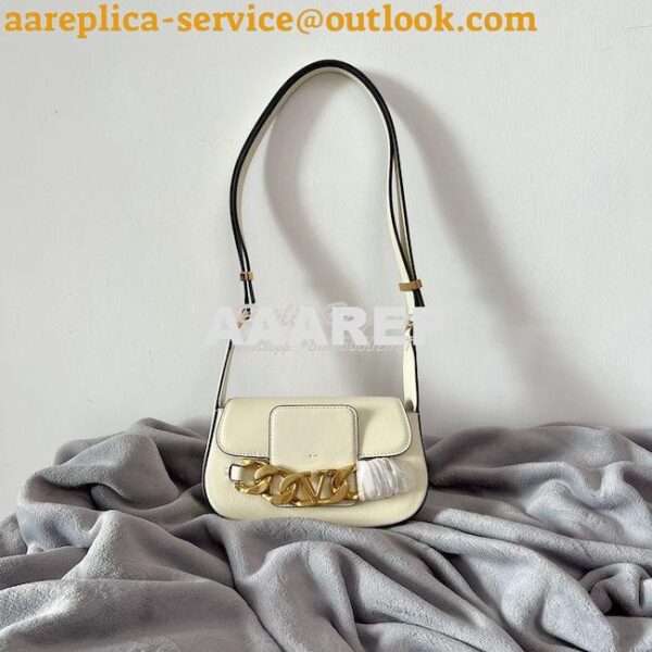 Replica Valentino VLogo Chain Calfskin Shoulder Bag 1W2B0K White 3